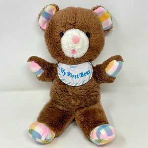 American Greetings Baby Soft Touch My First Bear Brown Plush Teddy 1982 Vintage